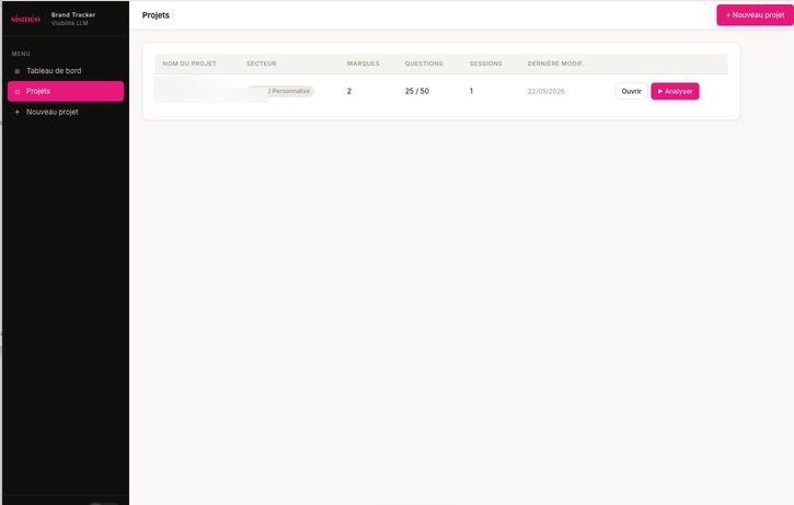 Brand Tracker — Liste des projets